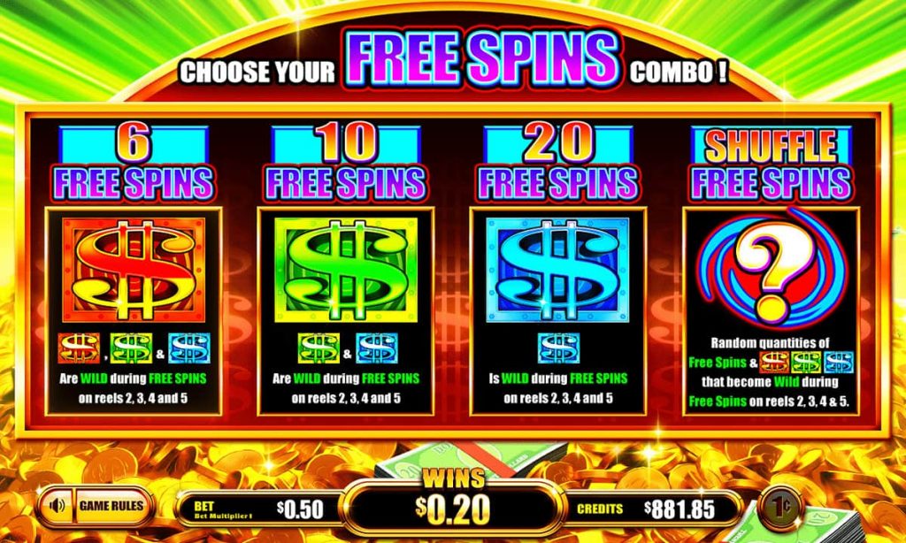Into The Vault Free Spins screen