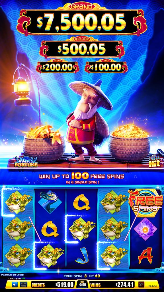 Waves Of Fortune Jackpot Listings screen