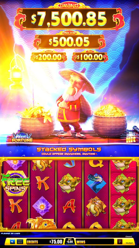 Waves of Fortune Jackpot Listings screen
