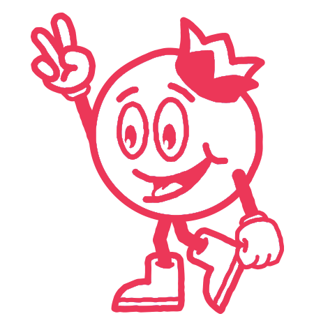 Bluberi Animated Character Giving A Peace Sign In Red